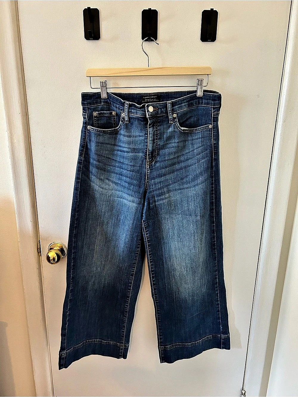 Banana Republic High-Rise Wide Leg Crop Jeans Blue Waist Large